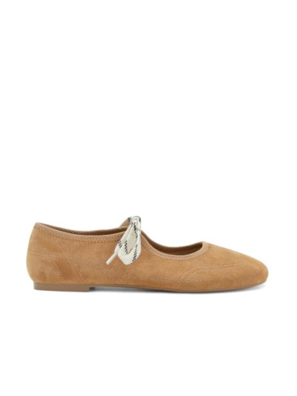 Faux Suede Ballet Flats Lace Up Round Toe Mary Jane Women Dressy Casual